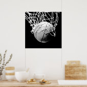 Einzigartiges, modernes Schwarz-weißes Basketball Poster (Küche)