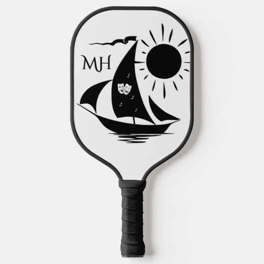 Einzigartiges Monogramm für das Whimsical Theater Pickleball Schläger (Vorderseite)