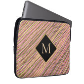Einzigartiges Monogramm für Glitzer-Streifen Laptopschutzhülle (Vorne Rechts)