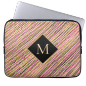 Einzigartiges Monogramm für Glitzer-Streifen Laptopschutzhülle (Vorderseite)