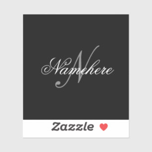 Einzigartiges Monogramm für Personalisierte Schwar Aufkleber