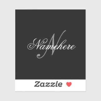 Einzigartiges Monogramm für Personalisierte Schwar Aufkleber