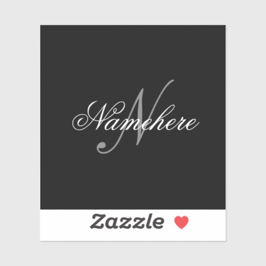 Einzigartiges Monogramm für Personalisierte Schwar Aufkleber (Blatt)