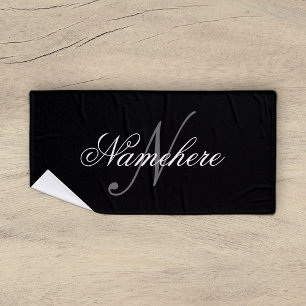 Einzigartiges Monogramm für Personalisierte Schwar Badehandtuch