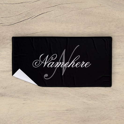 Einzigartiges Monogramm für Personalisierte Schwar Badehandtuch