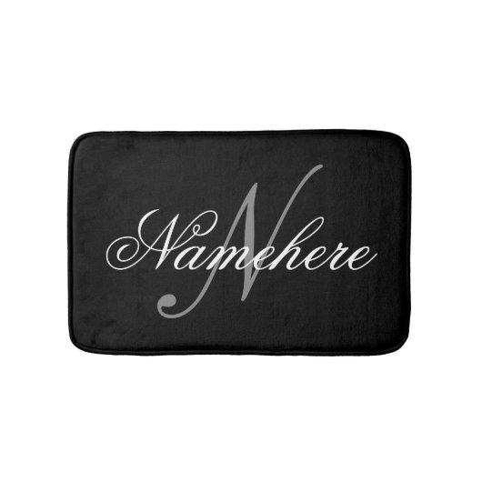 Einzigartiges Monogramm für Personalisierte Schwar Badematte (Vorderseite)
