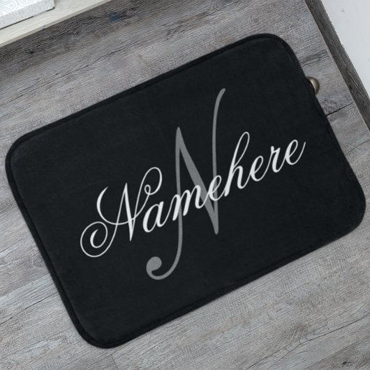 Einzigartiges Monogramm für Personalisierte Schwar Badematte