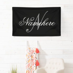 Einzigartiges Monogramm für Personalisierte Schwar Banner