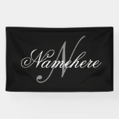 Einzigartiges Monogramm für Personalisierte Schwar Banner (Horizontal)