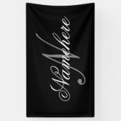 Einzigartiges Monogramm für Personalisierte Schwar Banner (Vertikal)