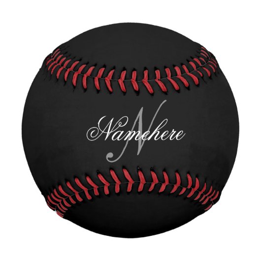 Einzigartiges Monogramm für Personalisierte Schwar Baseball (Vorderseite)