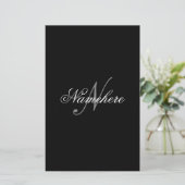 Einzigartiges Monogramm für Personalisierte Schwar Briefpapier (Stehend Vorderseite)