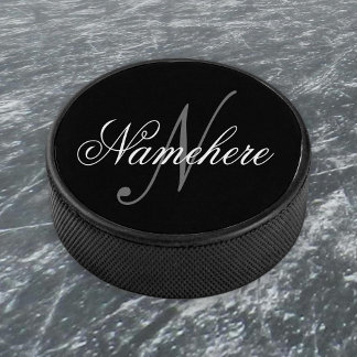 Einzigartiges Monogramm für Personalisierte Schwar Eishockey Puck