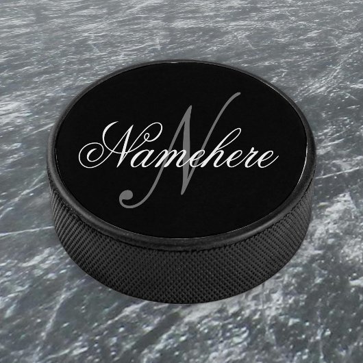 Einzigartiges Monogramm für Personalisierte Schwar Eishockey Puck
