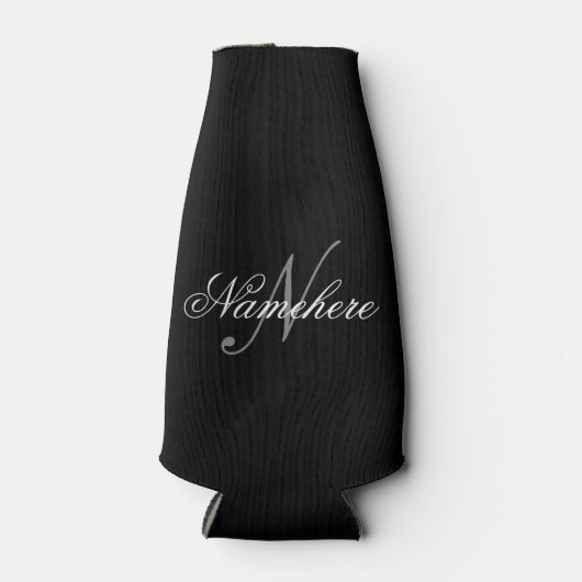 Einzigartiges Monogramm für Personalisierte Schwar Flaschenkühler (Vorderseite)