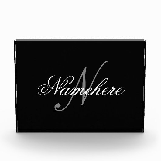 Einzigartiges Monogramm für Personalisierte Schwar Fotoblock (Vorderseite)
