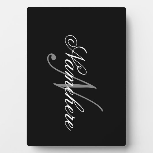Einzigartiges Monogramm für Personalisierte Schwar Fotoplatte (Vorderseite)