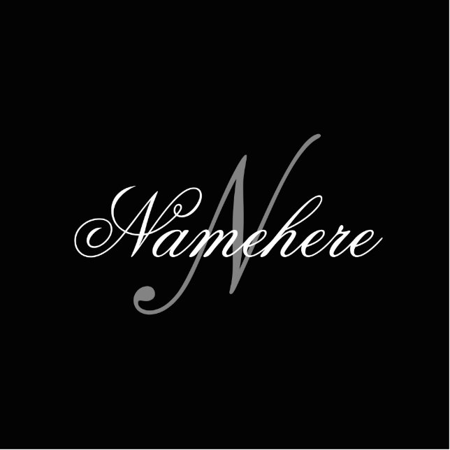 Einzigartiges Monogramm für Personalisierte Schwar Freistehende Fotoskulptur (Vorne)