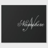 Einzigartiges Monogramm für Personalisierte Schwar Geschenkpapier (Flach)
