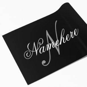 Einzigartiges Monogramm für Personalisierte Schwar Geschenkpapier