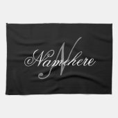 Einzigartiges Monogramm für Personalisierte Schwar Geschirrtuch (Horizontal)