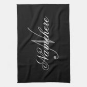 Einzigartiges Monogramm für Personalisierte Schwar Geschirrtuch (Vertikal)