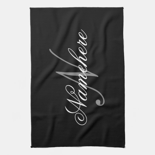 Einzigartiges Monogramm für Personalisierte Schwar Geschirrtuch (Vertikal)