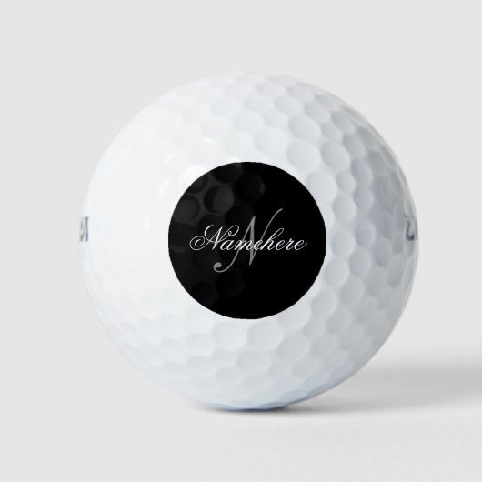 Einzigartiges Monogramm für Personalisierte Schwar Golfball (Vorderseite)