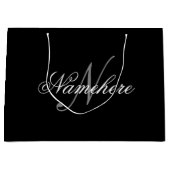 Einzigartiges Monogramm für Personalisierte Schwar Große Geschenktüte (Vorderseite)