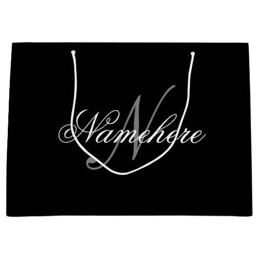 Einzigartiges Monogramm für Personalisierte Schwar Große Geschenktüte (Vorderseite)