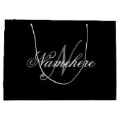 Einzigartiges Monogramm für Personalisierte Schwar Große Geschenktüte (Rückseite)