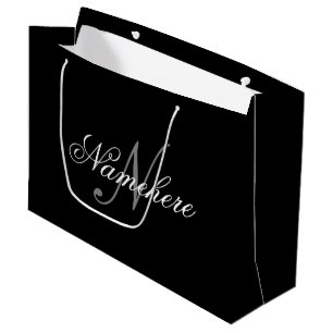 Einzigartiges Monogramm für Personalisierte Schwar Große Geschenktüte
