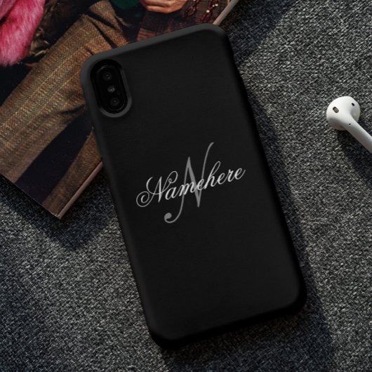 Einzigartiges Monogramm für Personalisierte Schwar iPhone Hülle