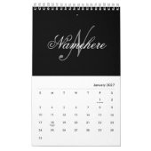 Einzigartiges Monogramm für Personalisierte Schwar Kalender (Jan 2027)