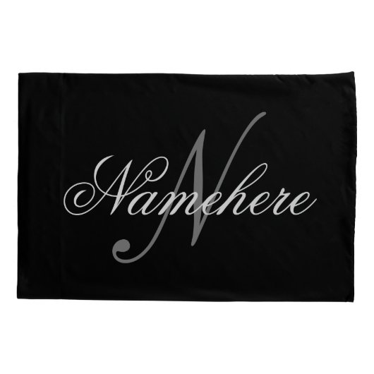 Einzigartiges Monogramm für Personalisierte Schwar Kissenbezug (Rückseite)
