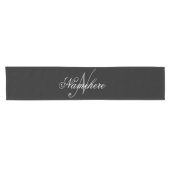 Einzigartiges Monogramm für Personalisierte Schwar Kurzer Tischläufer (Horizontal)