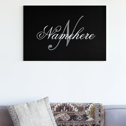 Einzigartiges Monogramm für Personalisierte Schwar Leinwanddruck