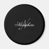 Einzigartiges Monogramm für Personalisierte Schwar Magnet (Vorne)