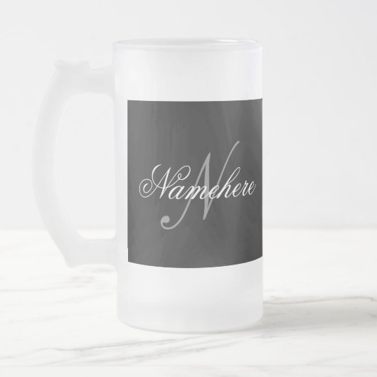 Einzigartiges Monogramm für Personalisierte Schwar Mattglas Bierglas (Links)