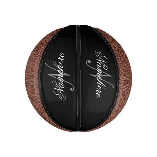 Einzigartiges Monogramm für Personalisierte Schwar Mini Basketball (Vertikal)