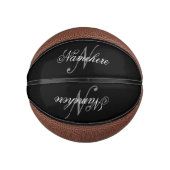 Einzigartiges Monogramm für Personalisierte Schwar Mini Basketball (Vorderseite)