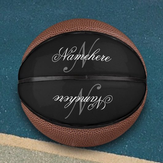 Einzigartiges Monogramm für Personalisierte Schwar Mini Basketball