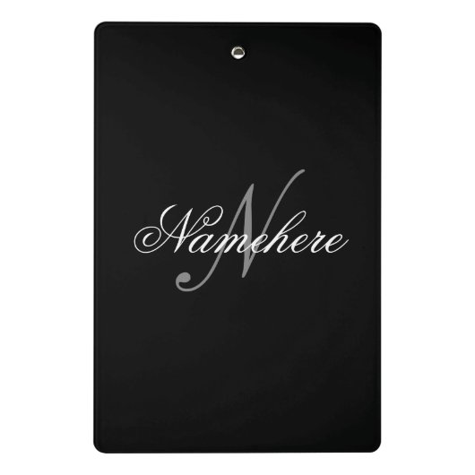 Einzigartiges Monogramm für Personalisierte Schwar Mini Klemmbrett (Rückseite)