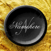 Einzigartiges Monogramm für Personalisierte Schwar Pappteller