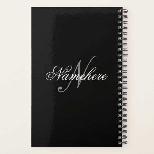 Einzigartiges Monogramm für Personalisierte Schwar Planer (Rückseite)