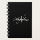 Einzigartiges Monogramm für Personalisierte Schwar Planer (Vorderseite)