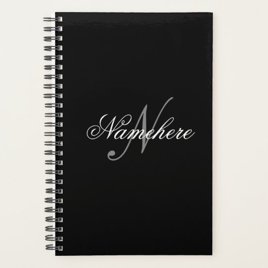 Einzigartiges Monogramm für Personalisierte Schwar Planer (Vorderseite)