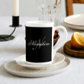 Einzigartiges Monogramm für Personalisierte Schwar Porzellantasse