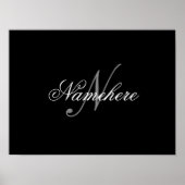 Einzigartiges Monogramm für Personalisierte Schwar Poster (Vorne)