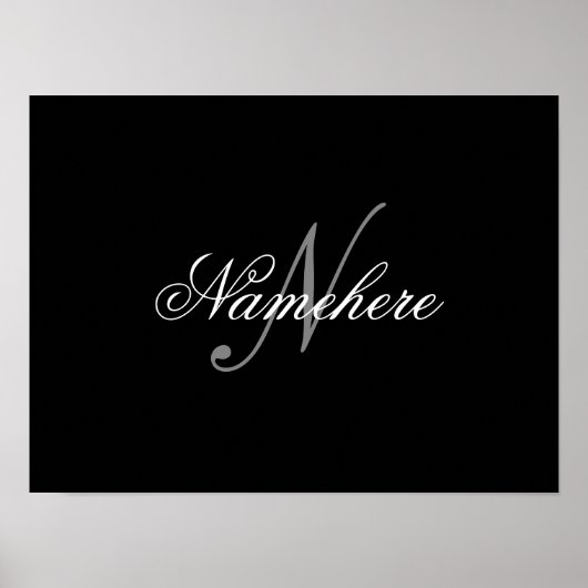 Einzigartiges Monogramm für Personalisierte Schwar Poster (Vorne)